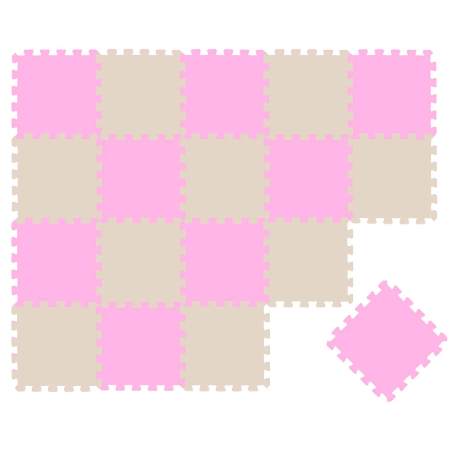 LittleTom Baby & Kinder Puzzlematte 30 x 30 cm 18 Stück Pink & Beige