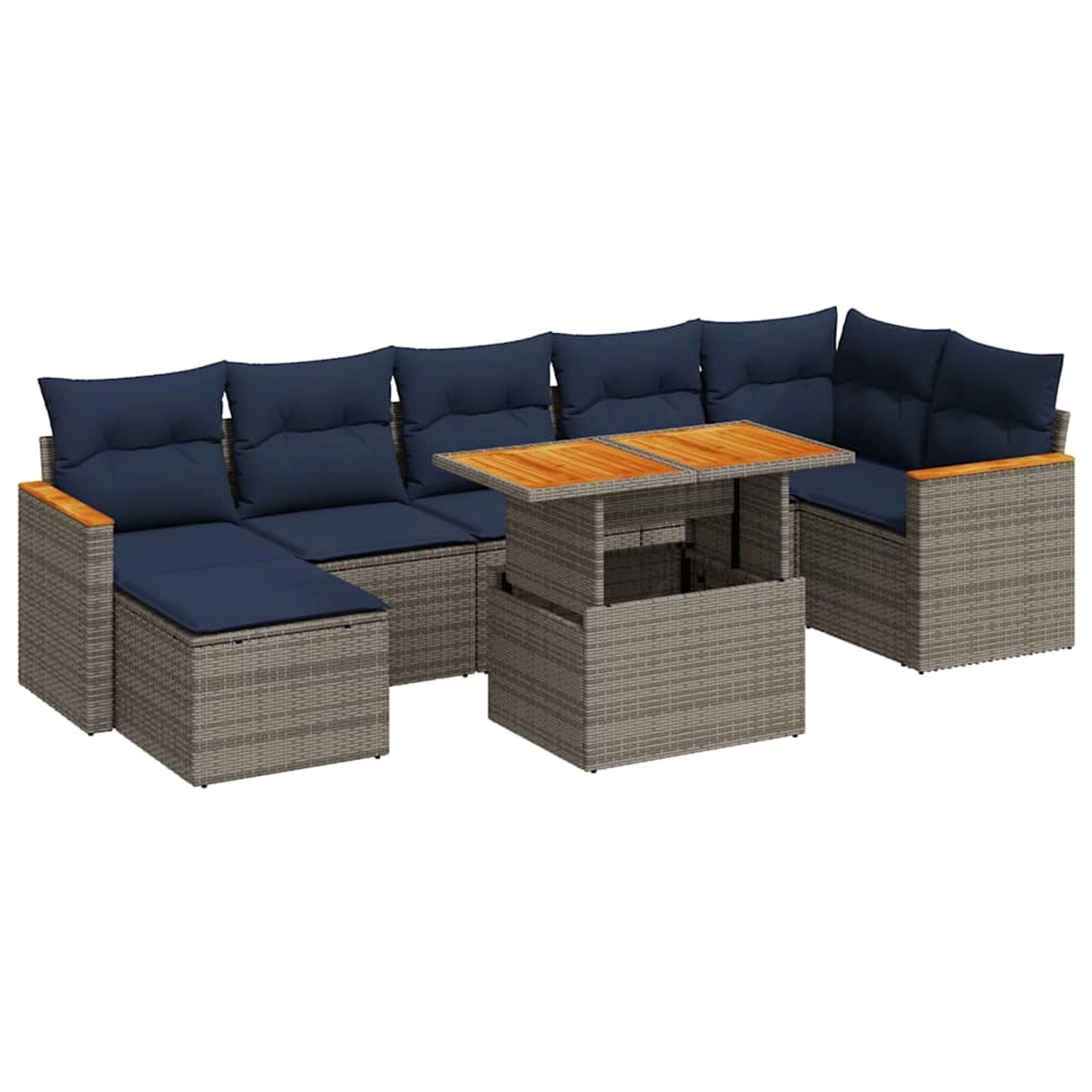 vidaXL 8-Tlg Garten-Sofagarnitur mit Kissen Grau Poly Rattan 3327519 günstig online kaufen