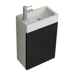 Jet-Line Badmöbel-Set Aarau, 40cm, Schwarz Hochglanz mit Waschbecken und Unterschrank.