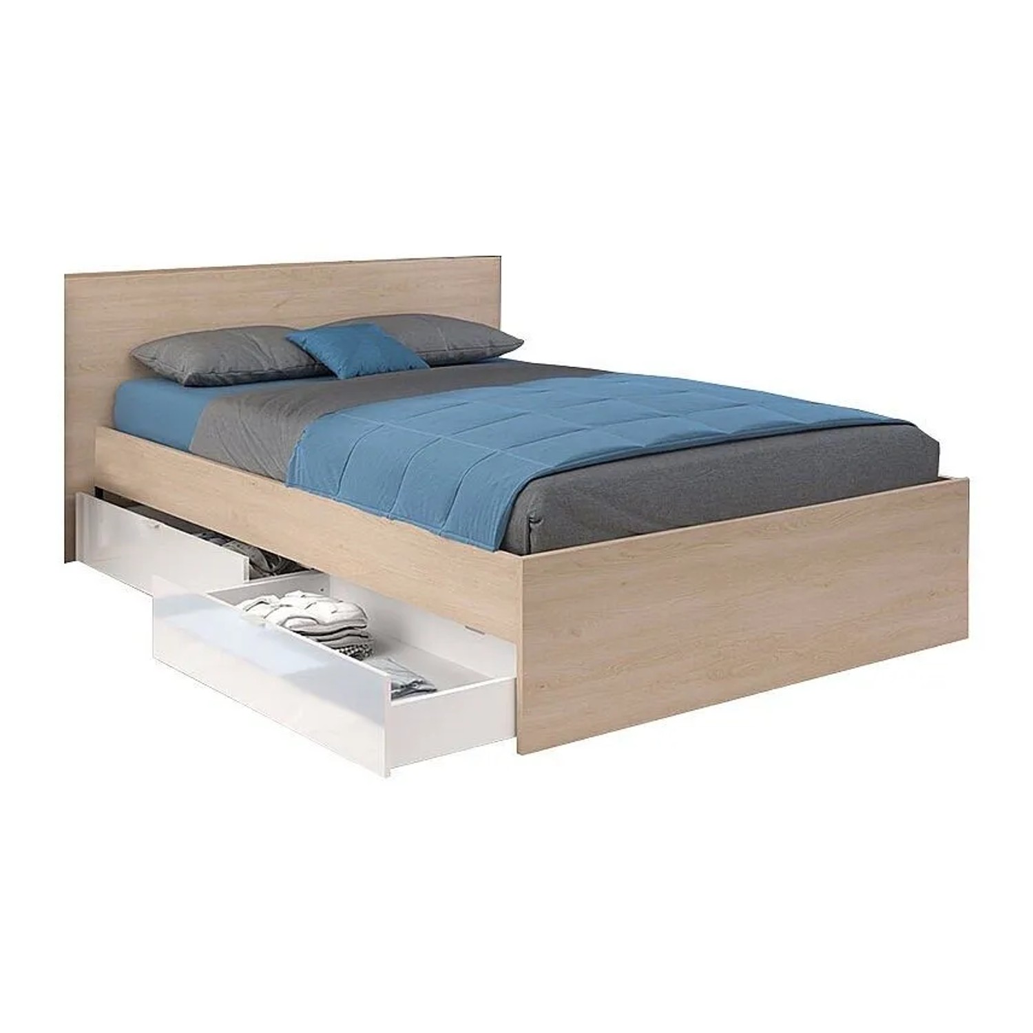 Vente-unique Bettrahmen Velona Naturfarben Hell  Weiß 164.4 cm
