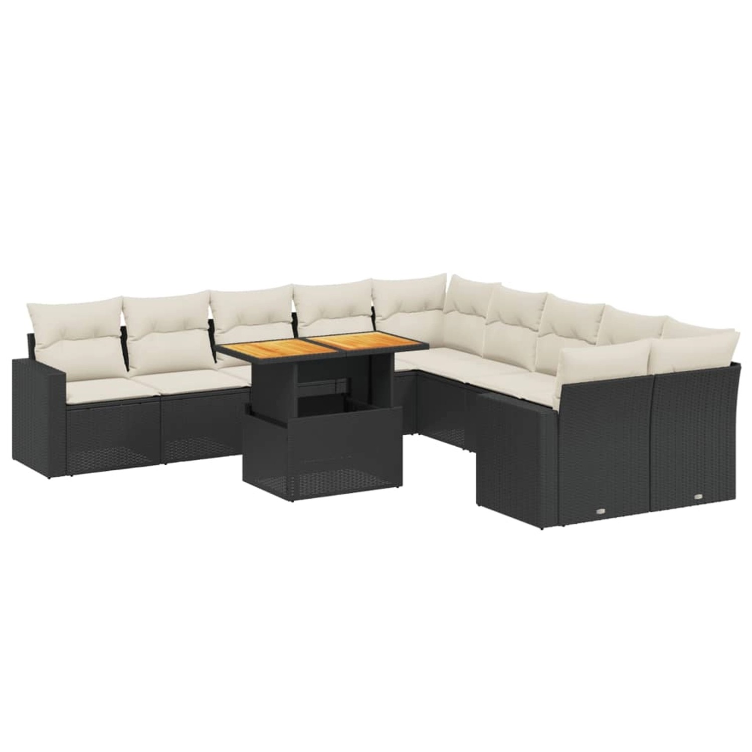 vidaXL 11-Tlg Garten-Sofagarnitur mit Kissen Schwarz Poly Rattan 3271504 günstig online kaufen