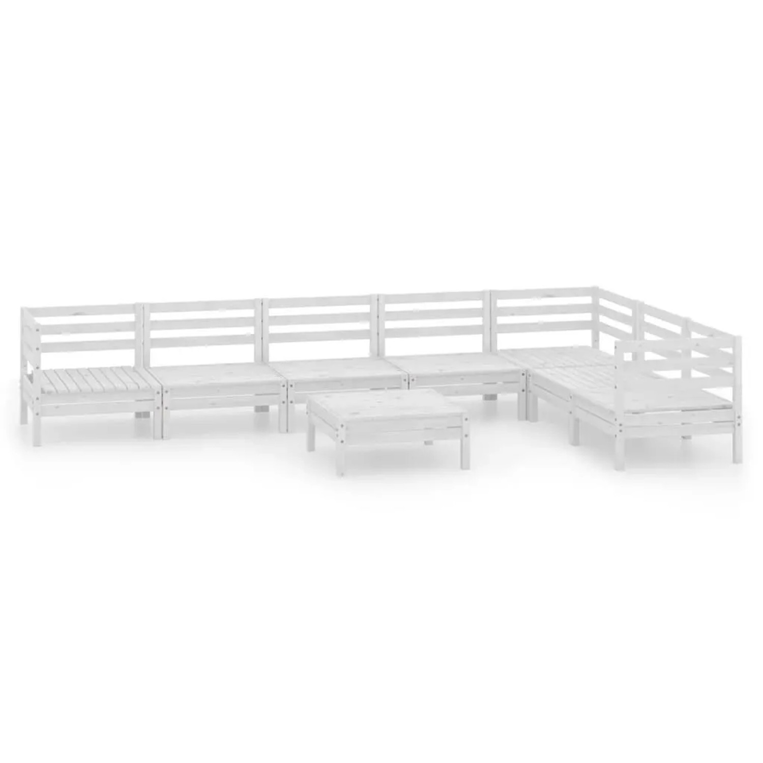 vidaXL 8-Tlg Garten-Lounge-Set Massivholz Kiefer Weiß 3083020