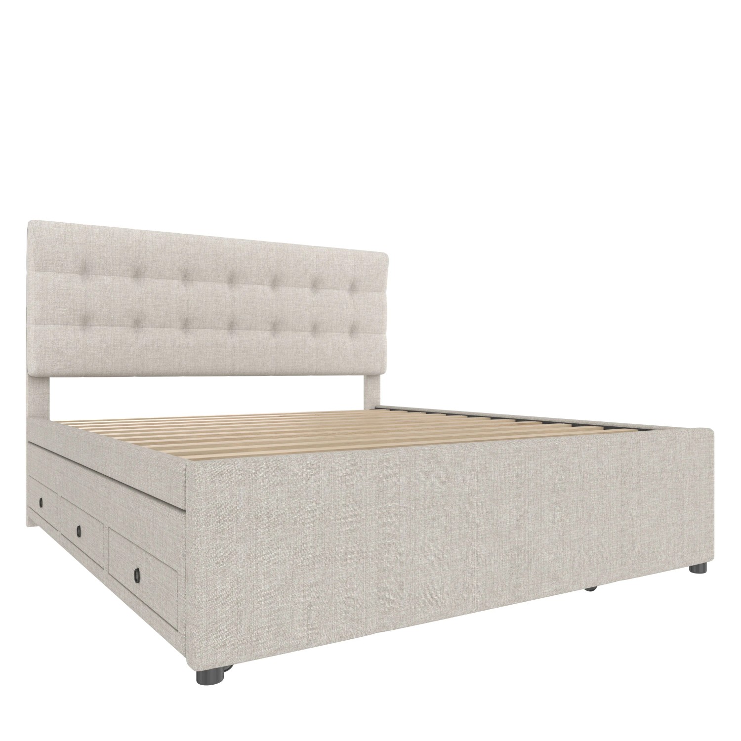 okwish Polsterbett 140x200cm mit Schubladen Schlafzimmer Beige ohne Matratze