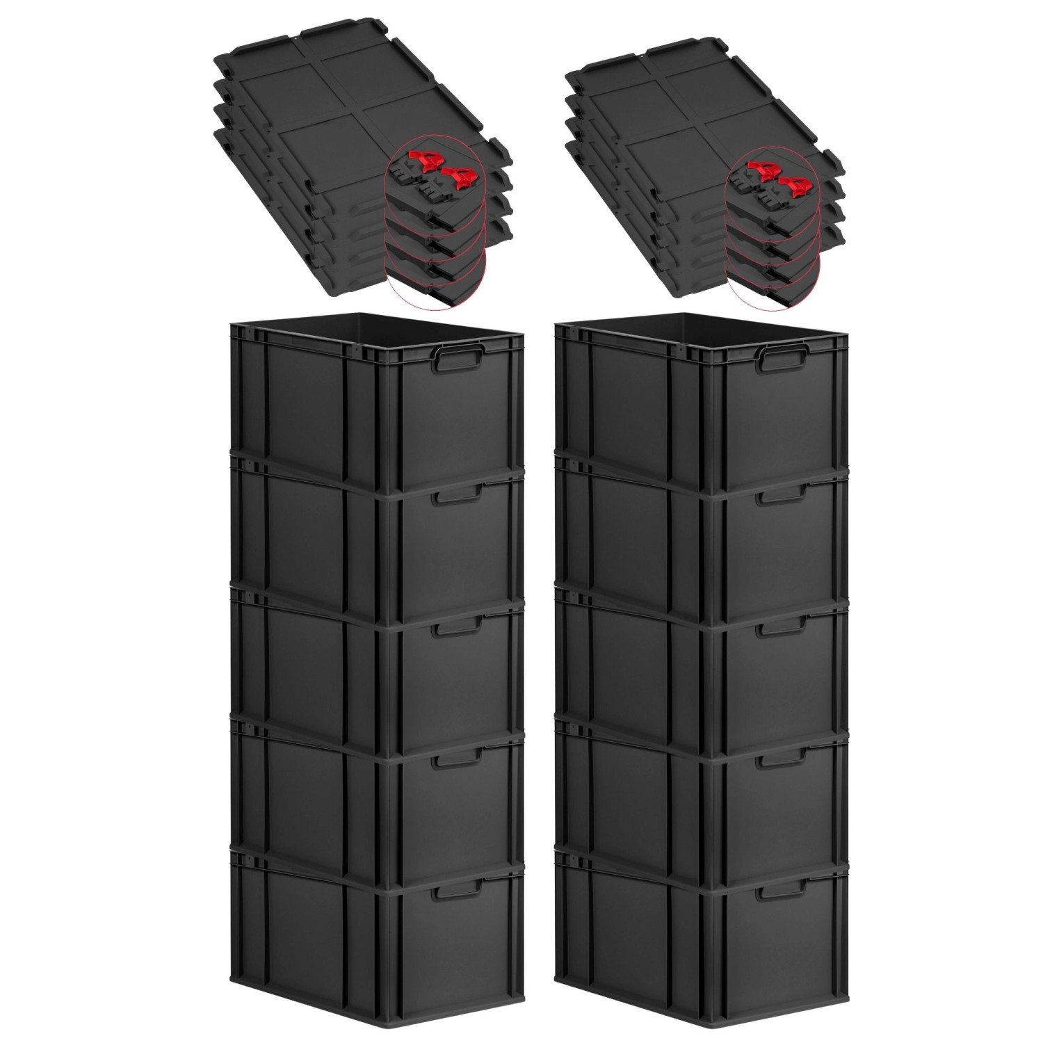PROREGAL SuperSparSet 10x Eurobox Nextgen Grip Mit Scharnierdeckel Und Rote günstig online kaufen