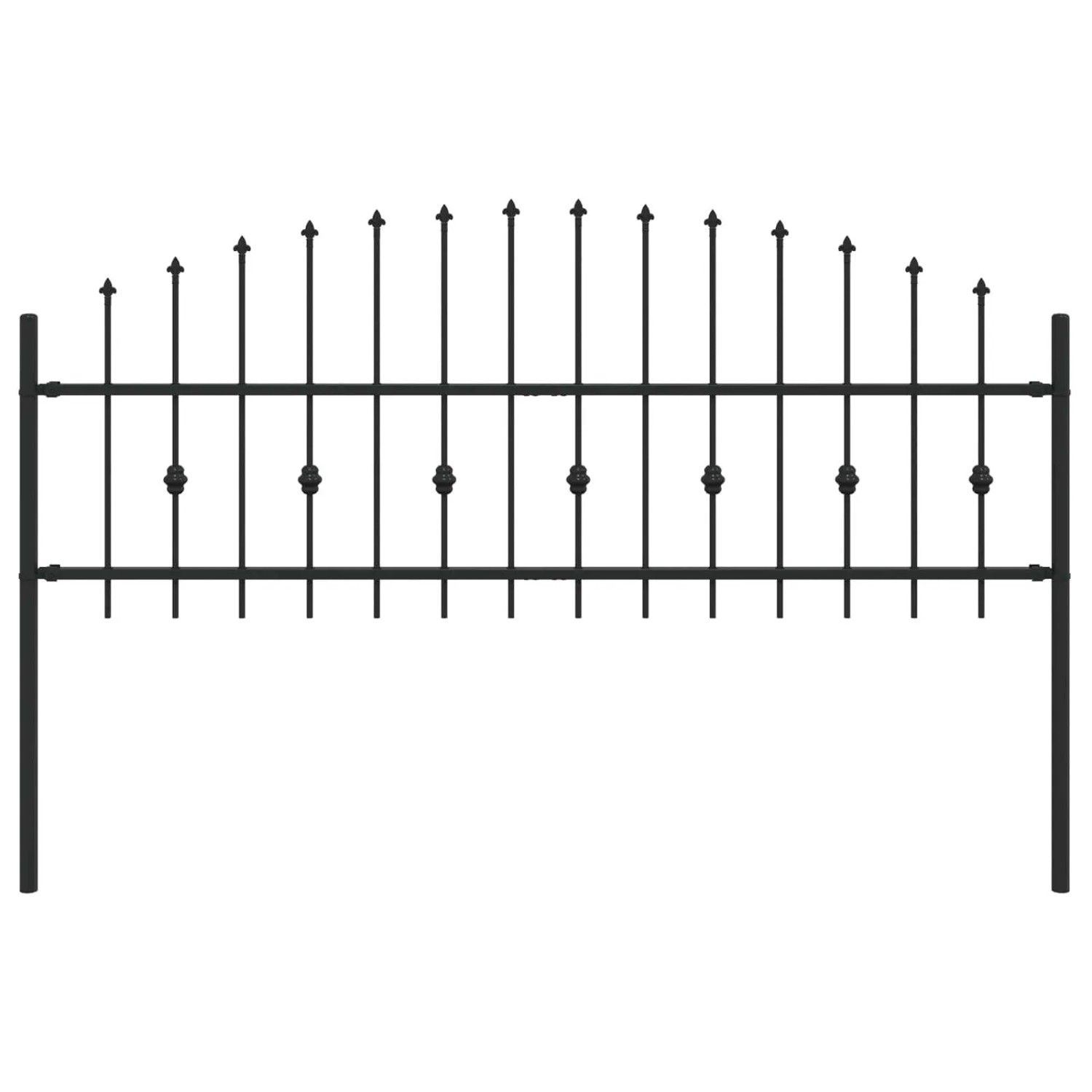 vidaXL Spießzaun Schwarz 200 x 130 cm Pulverbeschichteter Stahl 42030085