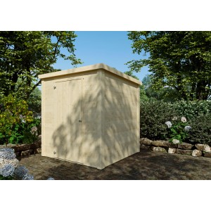 Kiehn-Holz Gerätehaus KH 16-009 aus unbehandelter Fichte, 179x176cm, im Garten.