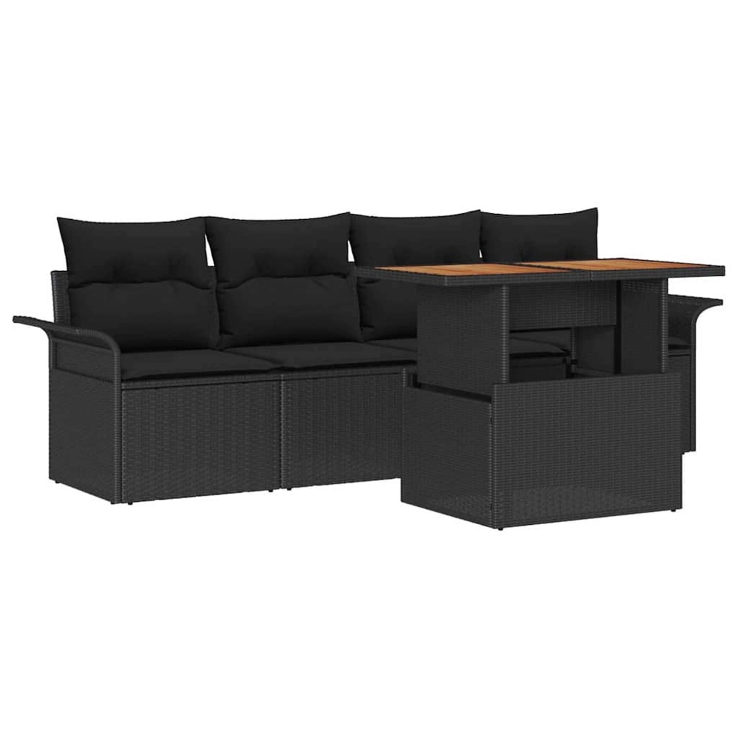 vidaXL Garten-Sofa-Set mit Speicher 5-Tlg Schwarz Poly Rattan 3358004 günstig online kaufen