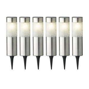 Marelida LED Solar Wegleuchten Mosaik Solarleuchten Edelstahl Garten Rasen Silber 6er Set