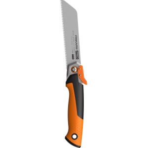 Fiskars Klappsäge Pro, 15 cm, orange-schwarz. Zugsäge mit feinem Sägeblatt und ergonomischem Griff.