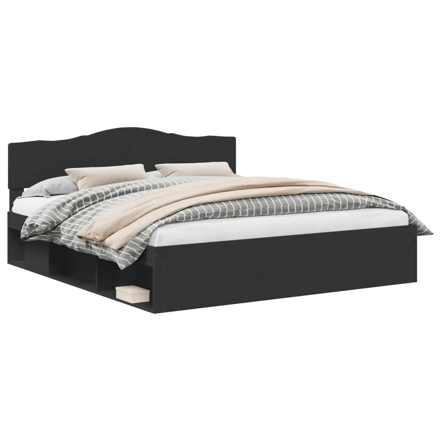 vidaXL Bettrahmen Schwarz 180 x 200 cm Massives Kiefernholz 3412863