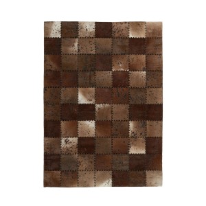 MeGusta Flachflor Teppich Animal Patchwork braun Leder, 200x290 cm.