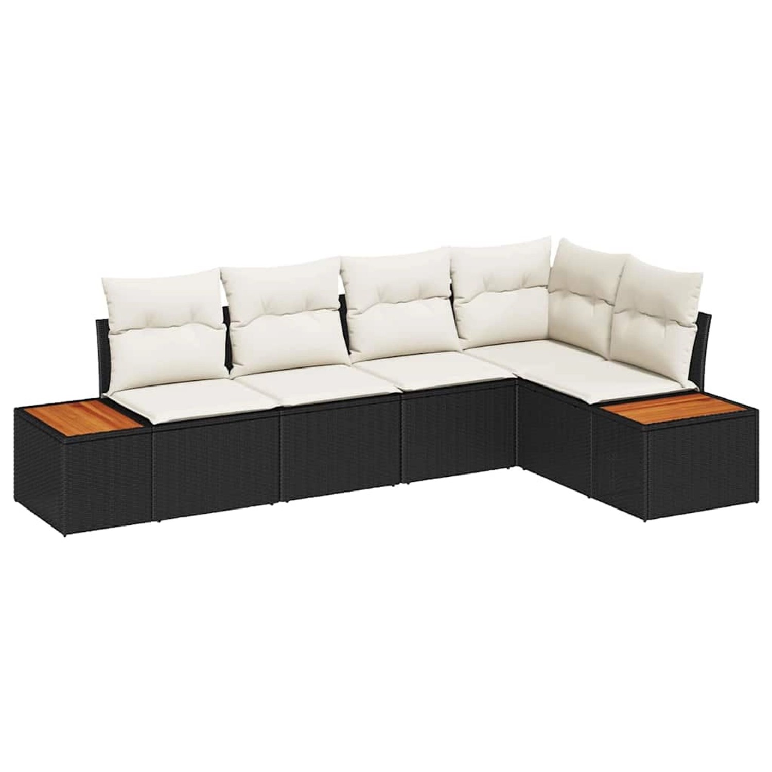 vidaXL Garten-Sofa-Set mit Kissen 5-Tlg Schwarz Poly Rattan 3348083 günstig online kaufen