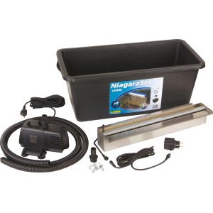 Ubbink Niagara 60 LED Wasserfall-Set mit Pumpe, Becken und Zubehör für den Gartenteich.