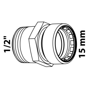 Kirchhoff Übergangsnippel 15mm x 21mm (1/2 AG) aus Messing, Steckfitting für Heizung und Sanitär.