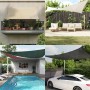 Vielseitige Sonnensegel: Sandfarbenes Rechtecksegel auf Balkon, weitere spenden Schatten über Terrasse, Pool, Auto.