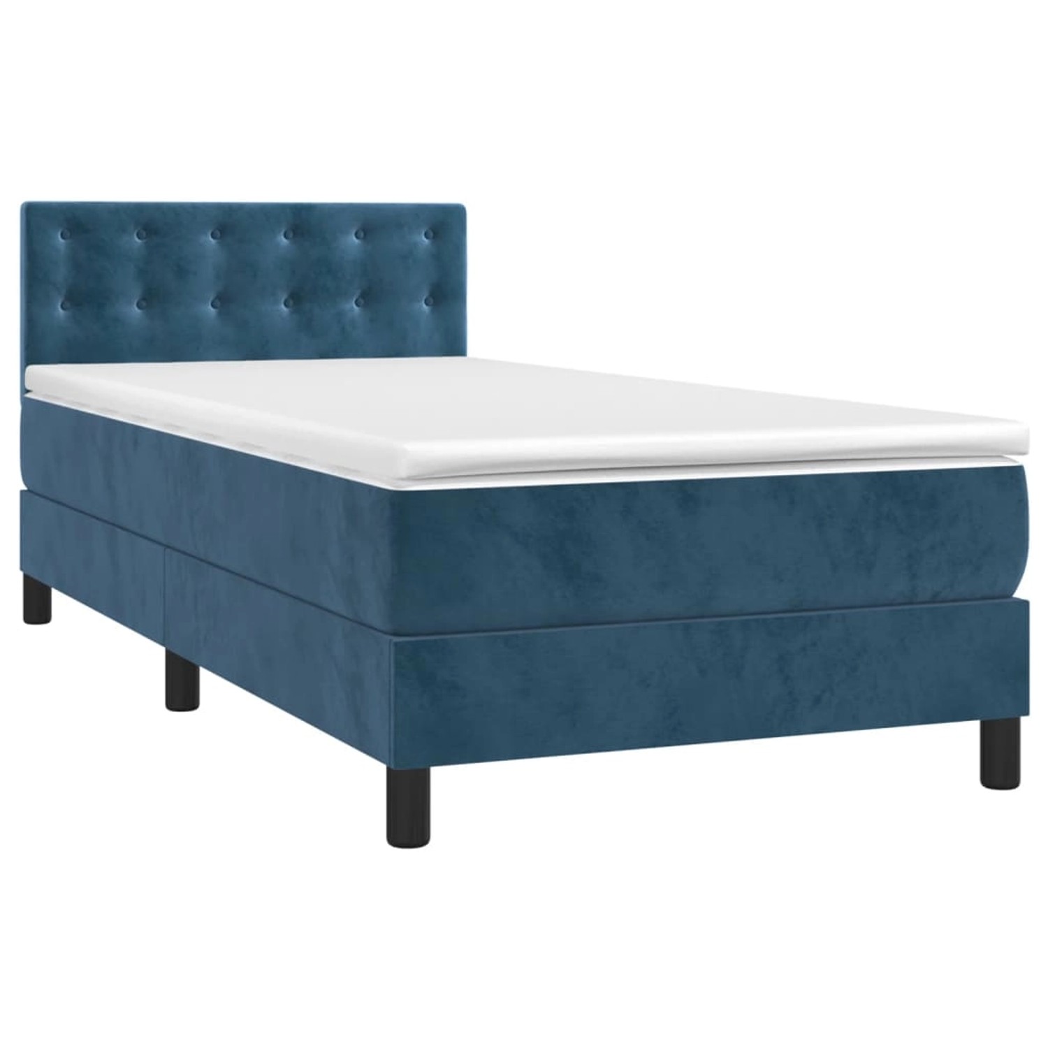 vidaXL Boxspringbett mit Matratze & LED Dunkelblau 100x200 cm Samt 3134631 günstig online kaufen