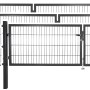 Anthrazitfarbenes Solid Doppeltor aus Stahl mit Doppelstabmatten-Füllung, 100x300 cm.
