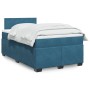 Boxspringbett dunkelblau (120x190 cm) mit Matratze und Auflage. Samtbezug, bequemes Schlaferlebnis.