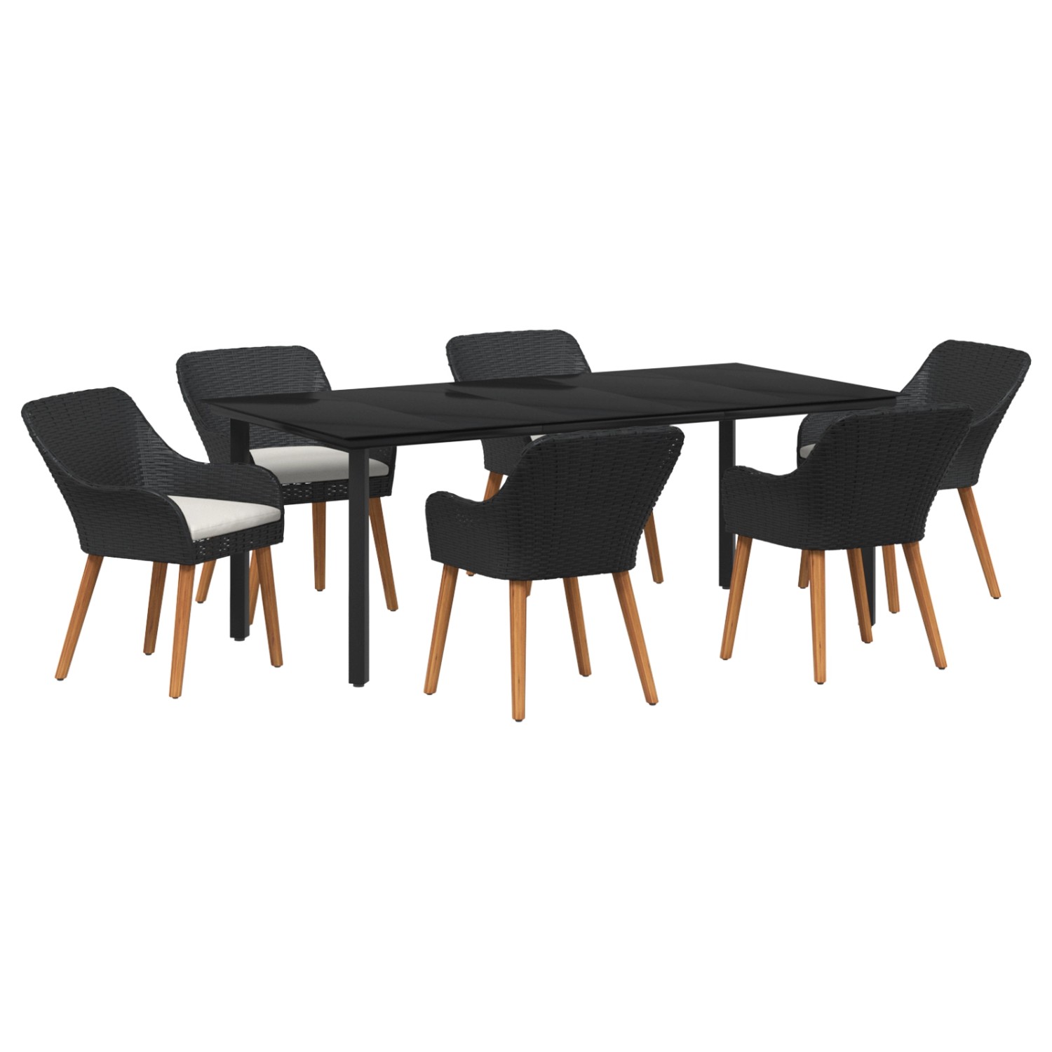 vidaXL 7-Teiliges Garten Esstisch Set Schwarz Poly Rattan 3261675 günstig online kaufen