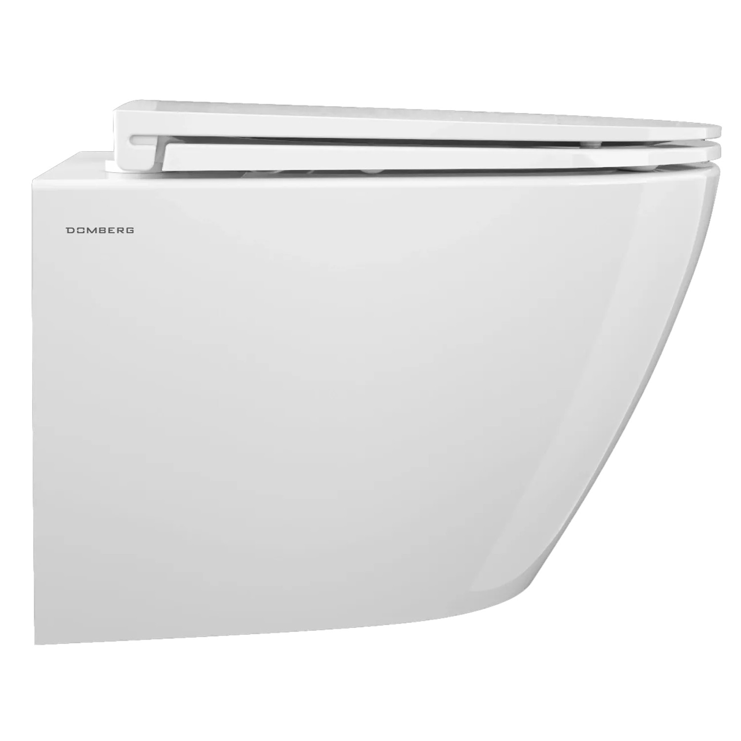 Weißes Domberg Wand-WC-Set DB1000 mit WC-Sitz und randlosem Design.