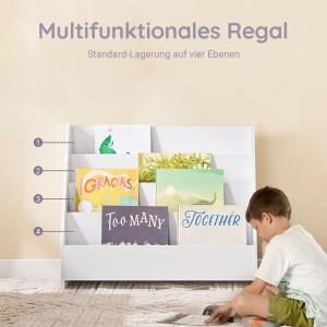 SoBuy Bücherregal Kinderregal mit 4 Offenen Fächer und 1 Ablagefächern KMB32-K-W