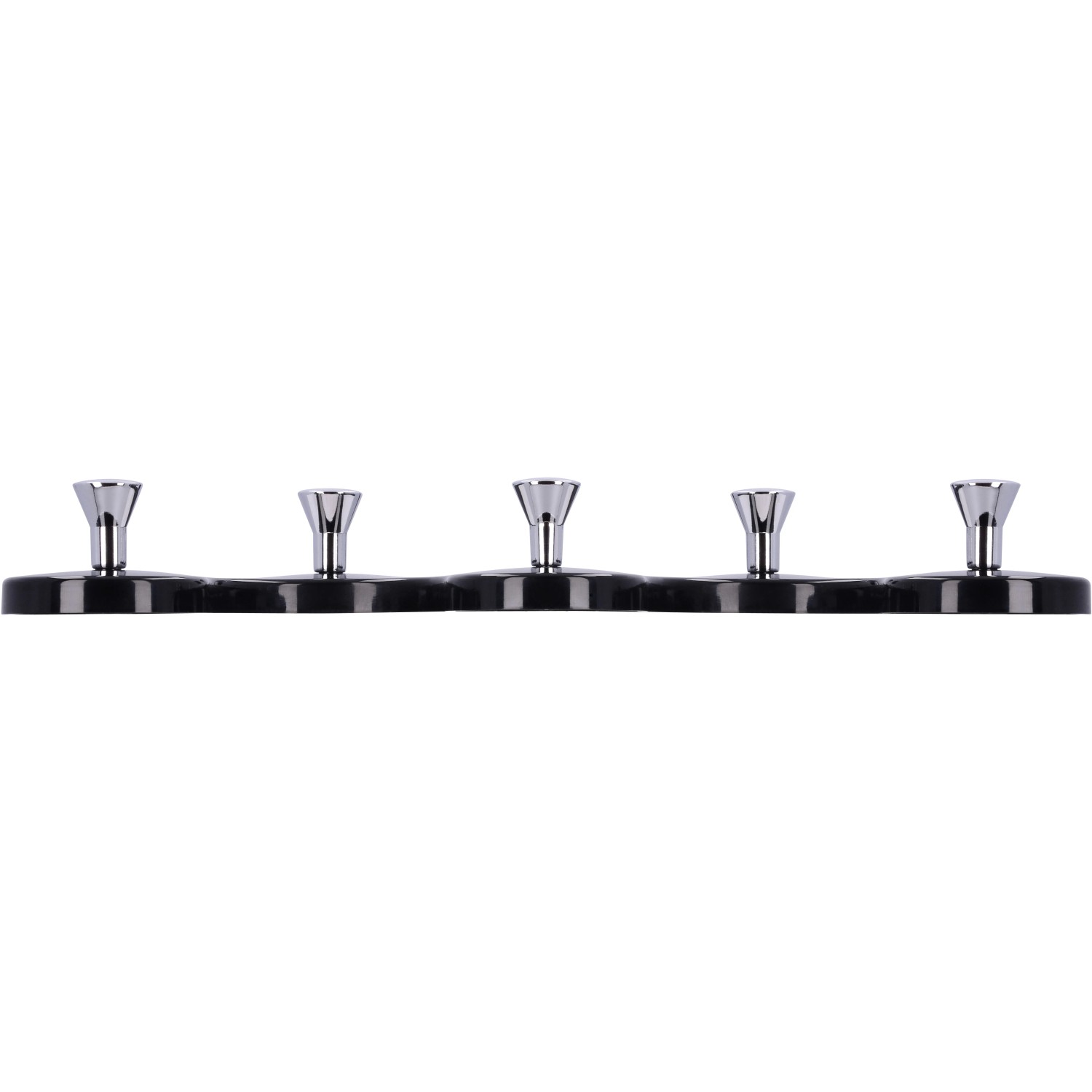 Schwarze Siro Hakenleiste mit 5 verchromten Haken, Länge 248mm, ideal für Garderobe.