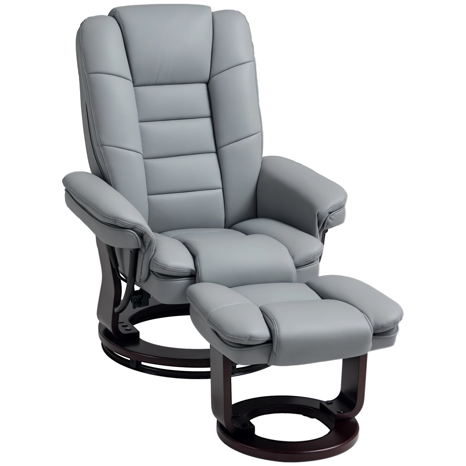HOMCOM Relaxsessel mit Hocker Kunstleder Grau 85L x 82B x 106H cm günstig online kaufen