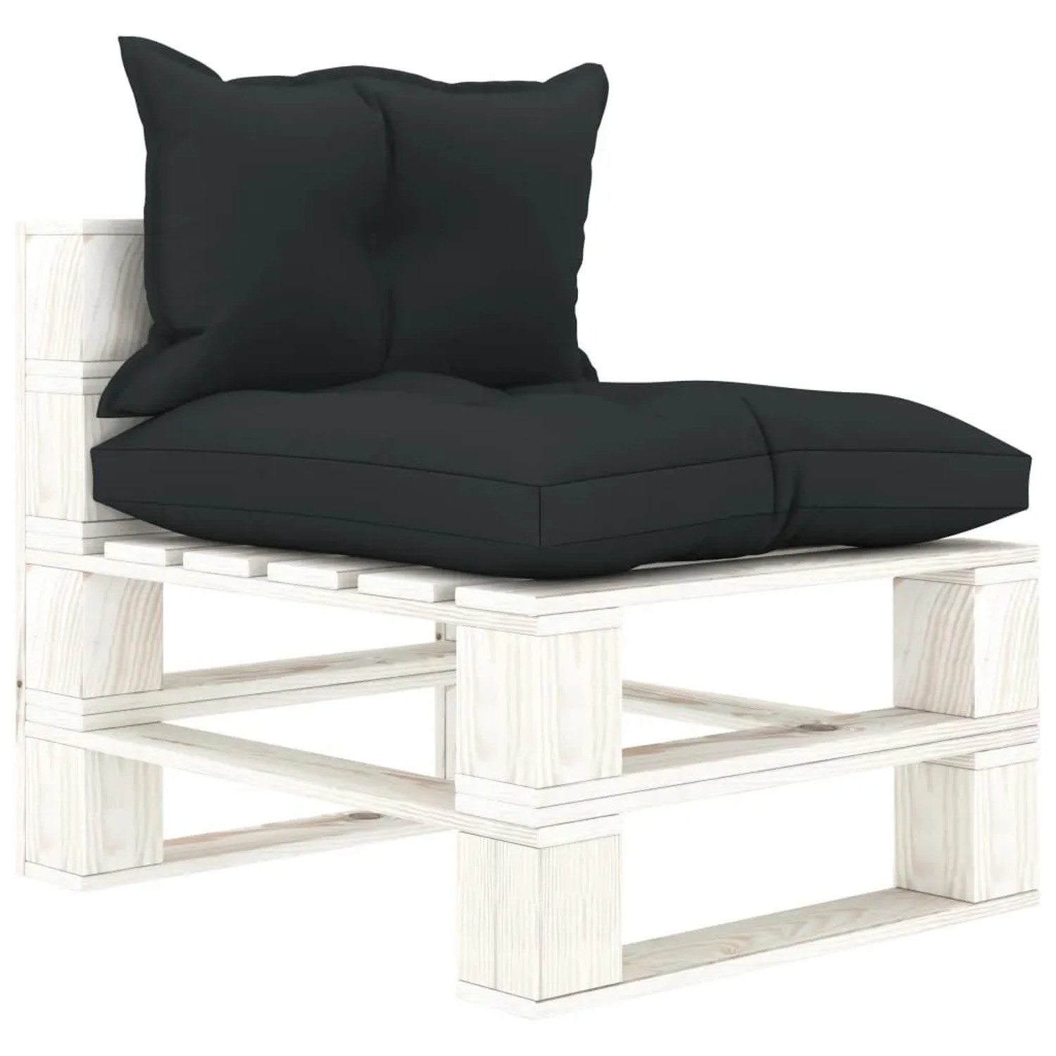 vidaXL Garten-Paletten-Mittelsofa mit Kissen in Anthrazit Holz 3052374
