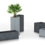 Scheurich C-Cube Pflanzgefäße in Stony Grey: Long, High und quadratische Kübel im Beton-Look.