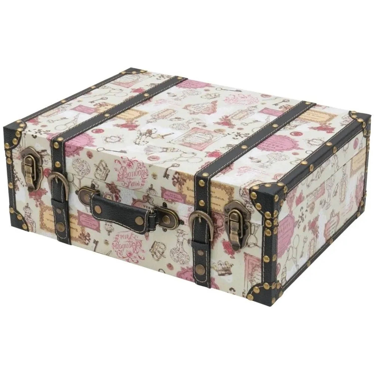 HMF VKO105 Vintage Vintage Koffer Truhe Holzkiste Holz 44 x 32 x 16 cm Deko Barock