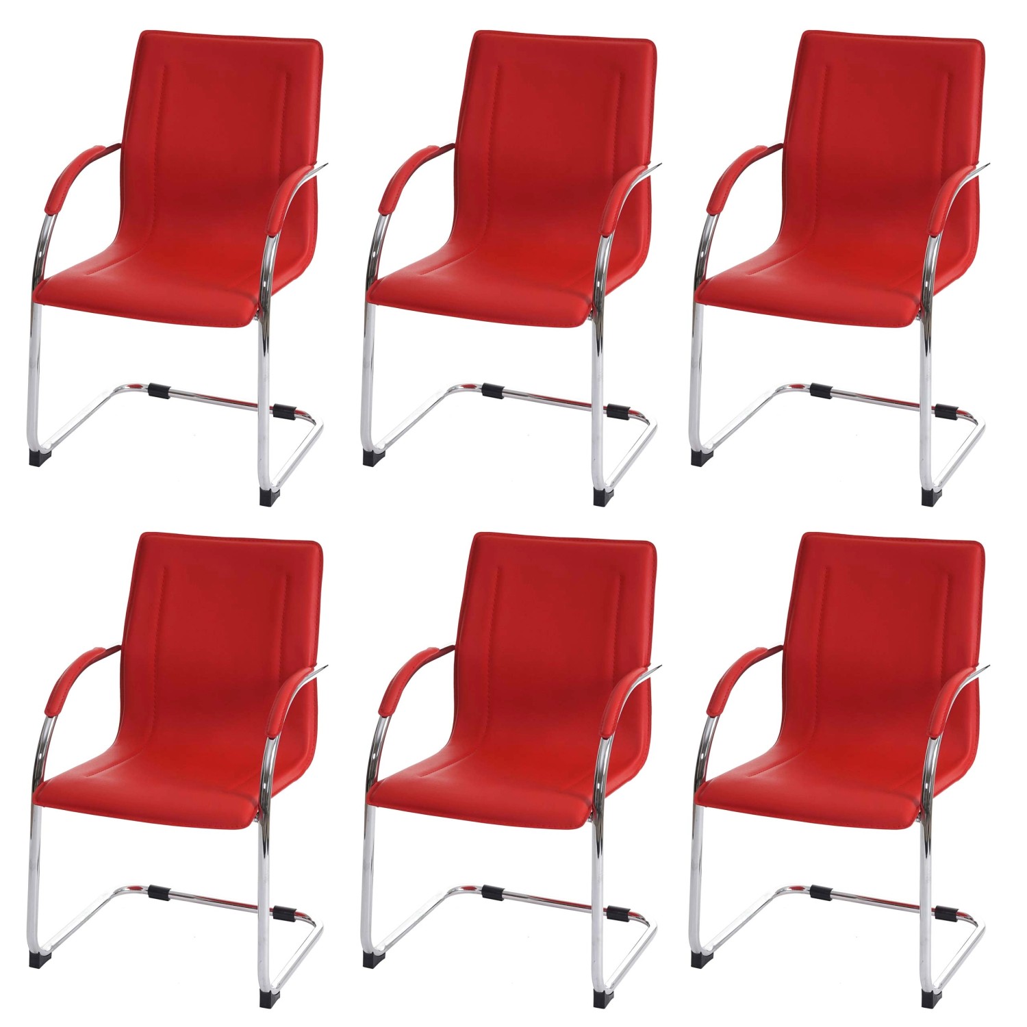 PROREGAL Konferenzstuhl 6er-Set Sammy 93x56x56cm Sitzhöhe 47cm Stahl Rot Be günstig online kaufen
