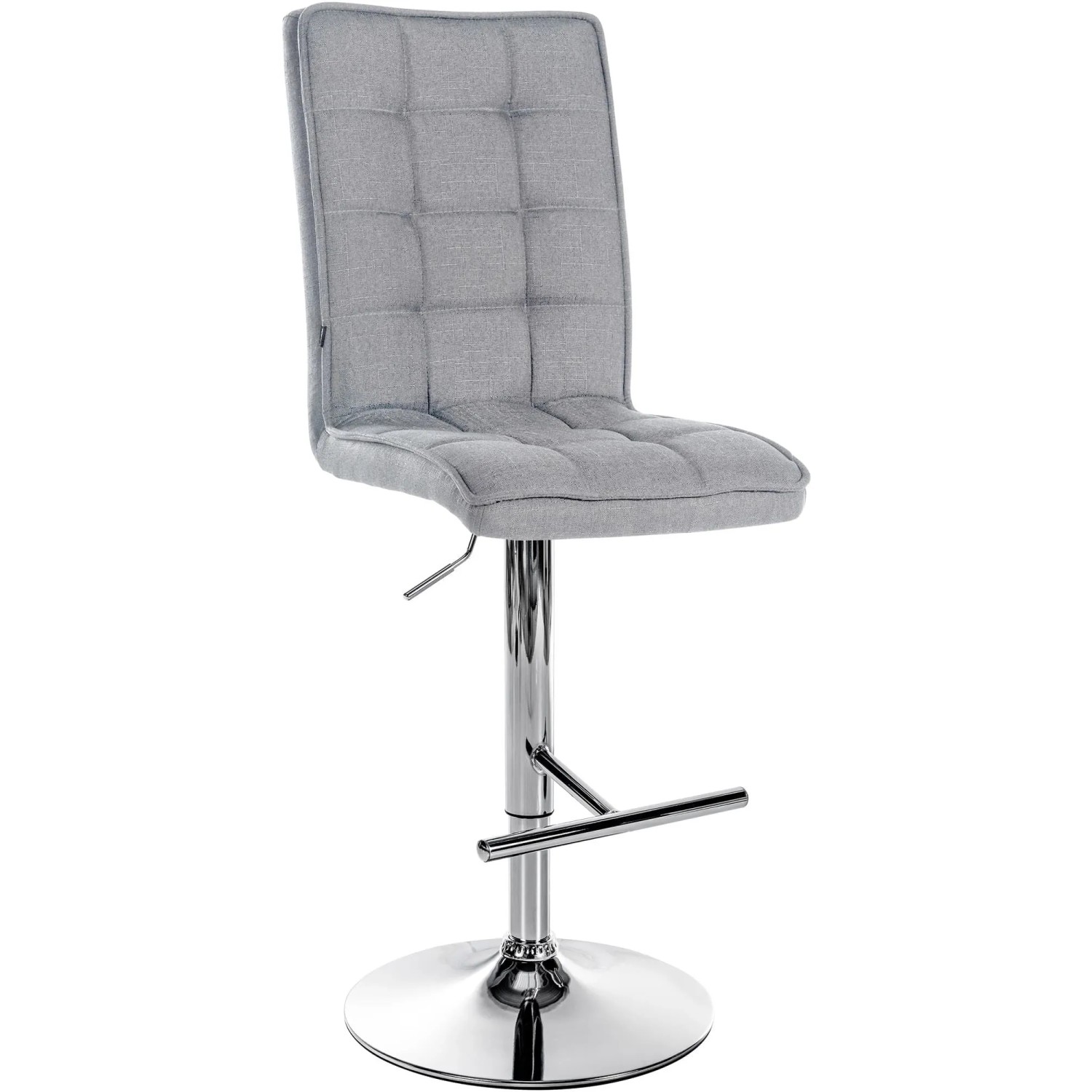 DELUKE Barhocker PIMIR Stoff Hellgrau 45x54x112cm Silber Barstuhl Höhenverstellbar Mit Lehne Drehbar Tresenhocker Tresen...