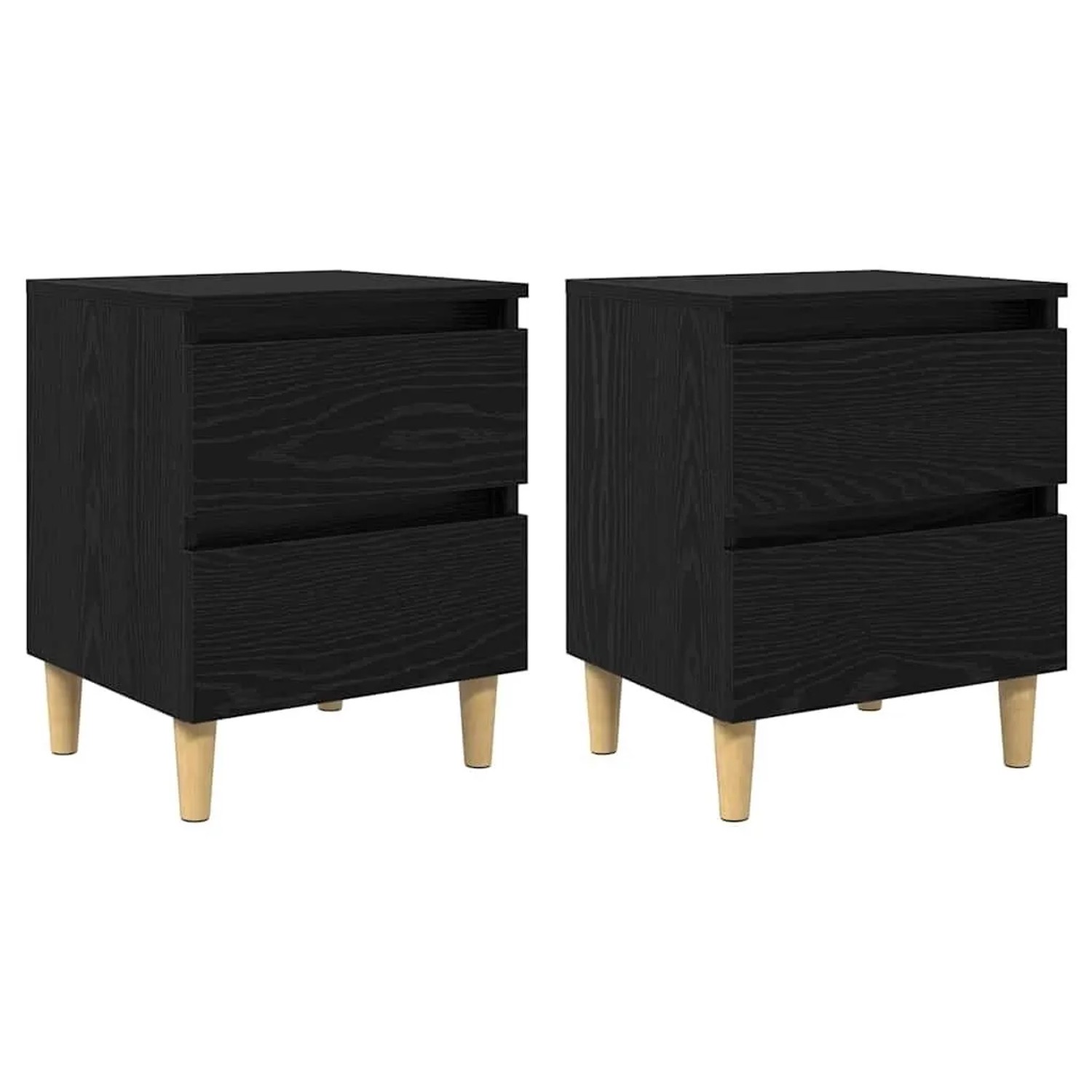 vidaXL Bettschränke 2 Stk Schwarz Eichen-Optik 40 x 35 x 50 cm 885673