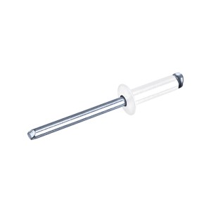 Weiße GOEBEL Blindniete 4,8x10 mm, Aluminium/Stahl, Flachkopf. Popniete für Zangen.