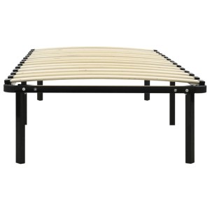 Schwarzes Metall Bettgestell 90x200 cm mit Lattenrost für optimalen Schlafkomfort.