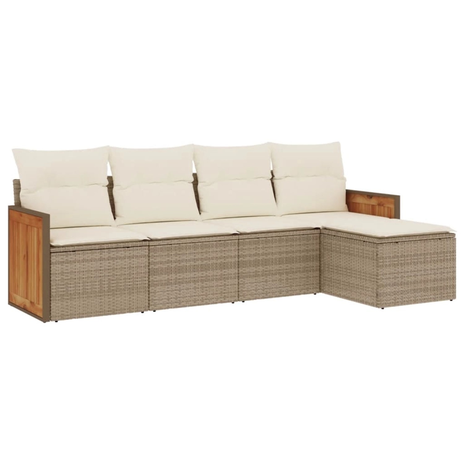 vidaXL 5-Tlg Garten-Sofagarnitur mit Kissen Beige Poly Rattan 3227598 günstig online kaufen