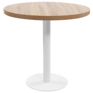DELUKE Bistrotisch FLORI Rund Hellbraun/Weiß 80cm MDF Esstisch Kleiner Tisch Cafe Gartentisch Balkontisch Outdoortisch