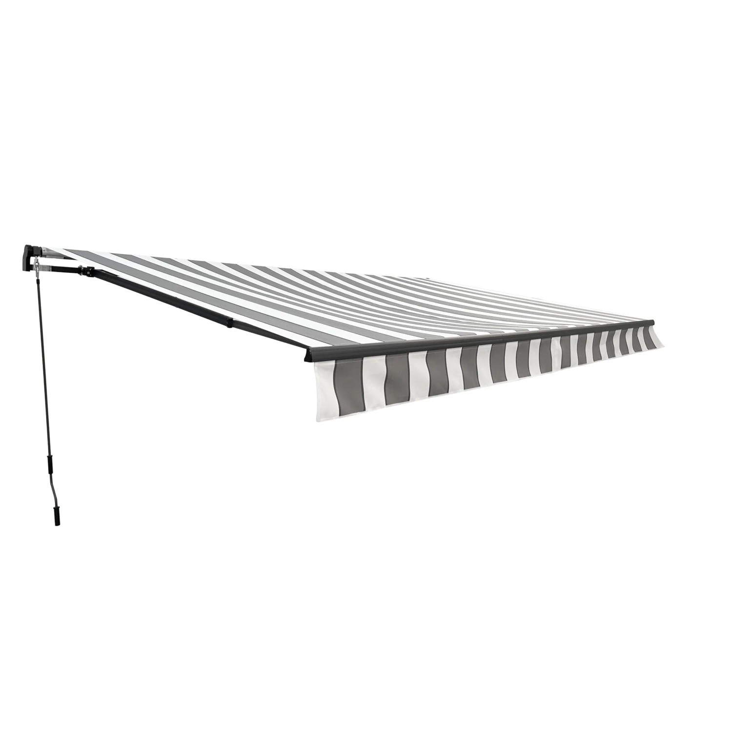 DELUKE Gelenkarmmarkise INSBRUK 400x250cm Grau-Weiß Polyester Balkonmarkise Gelenkmarkise für Terrasse/Balkon Sonnenschutz