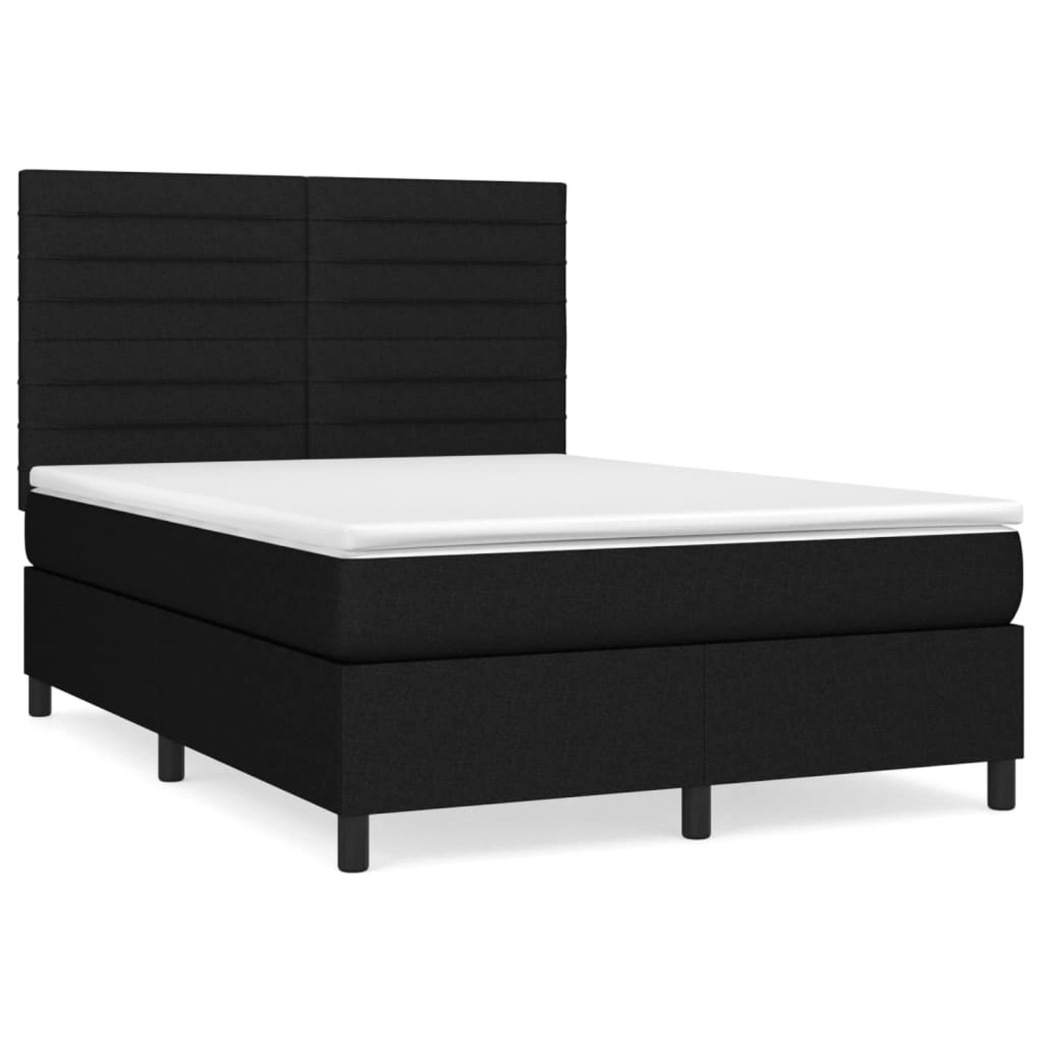 vidaXL Boxspringbett mit Matratze Schwarz 140x200 cm Stoff 3141859 günstig online kaufen