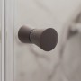 Gunmetal Duschgriff an klarer Schulte Sunny Schiebetür. Modernes Design für Eckduschen im Badezimmer.