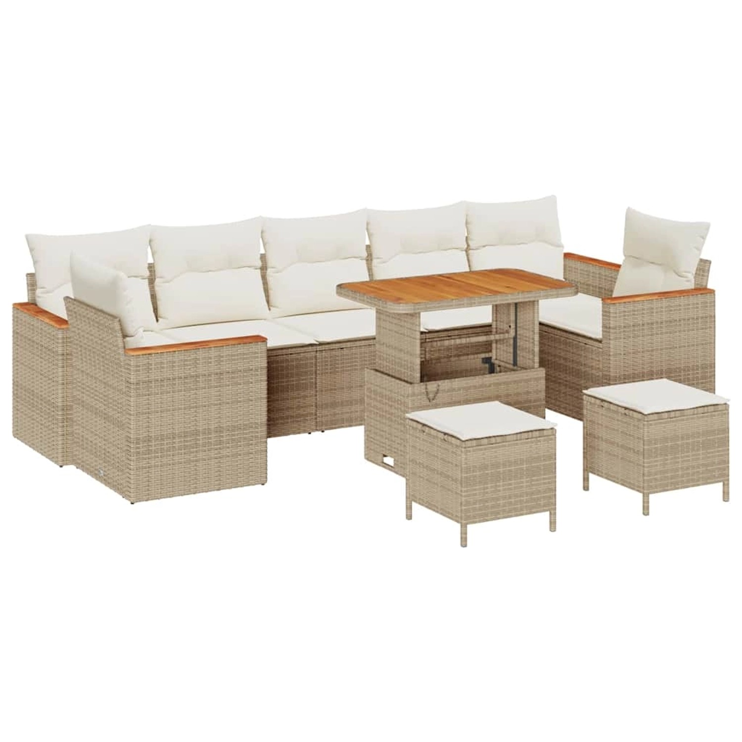 vidaXL Garten-Sofa-Set mit Kissen 10-Tlg Beige Poly Rattan 3363031 günstig online kaufen