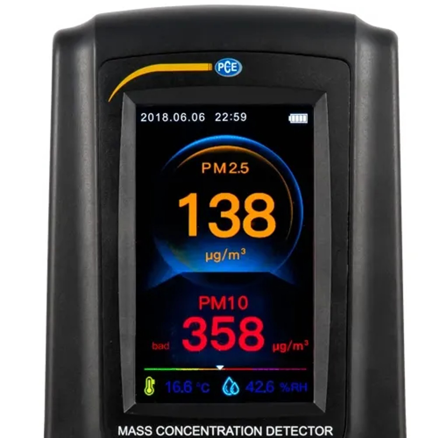 PCE Instruments Feinstaubmessgerät RCM 11 zur Messung von PM2.5 und PM10 Werten.