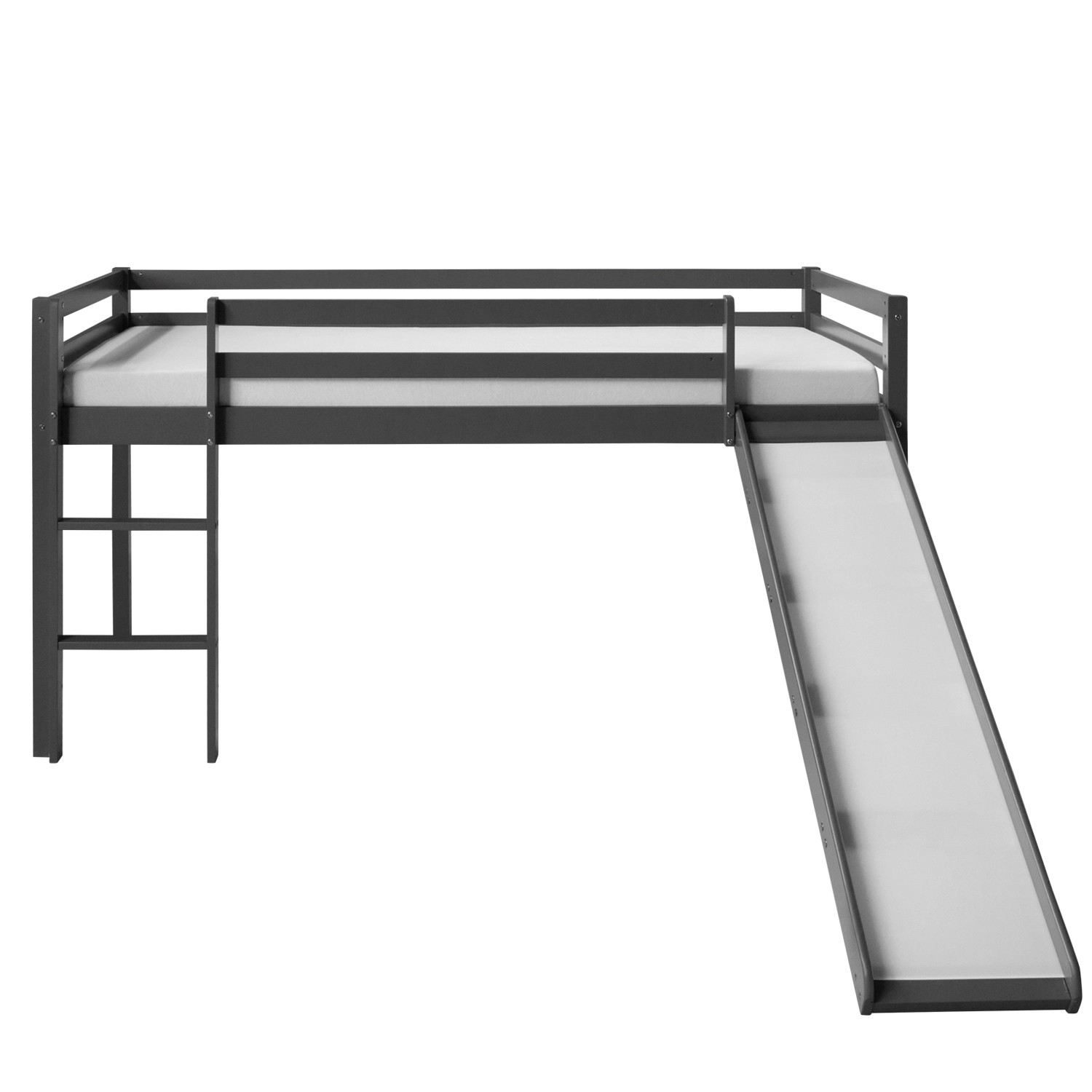 Homestyle4u Kinderbett 90x200 mit Rutsche in Grau 1862