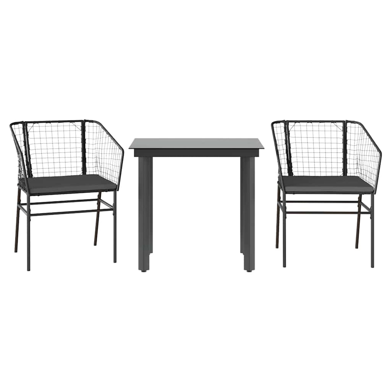 vidaXL 3-Tlg Garten-Essgruppe mit Kissen Schwarz Poly Rattan Glas 3334597 günstig online kaufen