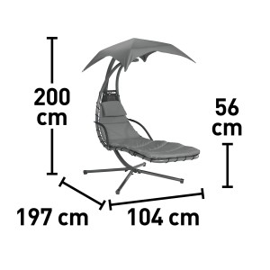 Schwingliege Palmdale mit Sonnendach, Textilen Anthrazit, Maße