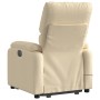 Rückansicht Massagesessel mit Aufstehhilfe, creme Stoff, Relaxsessel mit Vibrationsmassage.