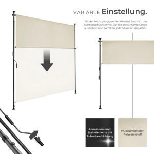 Tectake Klemmmarkise Taija Verschiedene Größen Uv Beständig und Wasserabweisend 150 x 310 cm 7 x 158 x 310 cm Beige