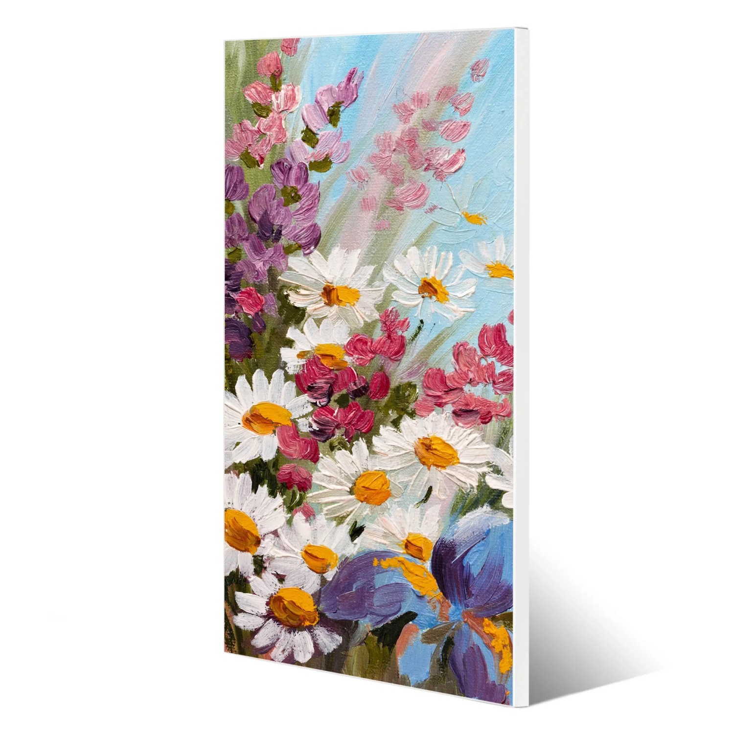 Banjado Magnettafel mit Blumenmotiv 'Sommerstrauss', 37x78cm. Magnetwand für Notizen und Deko.