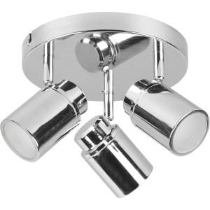 Chromfarbene Trio Deckenleuchte Angelo mit drei Strahlern, geeignet für GU10 Leuchtmittel.