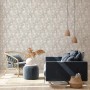 Wohnraum mit A.S. Création Vliestapete New Walls Blätter Taupe, Blätter-Motiv.